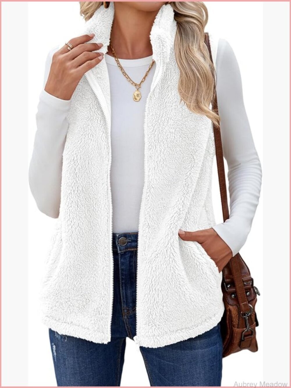 Sleeveless Sherpa Fleece Vest Zipper Up Lightweight Fall Winter Coats with